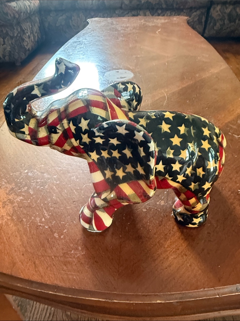 MAGA Patriotic Flag Elephant Figurine - Red, White & Blue Stars and Stripes